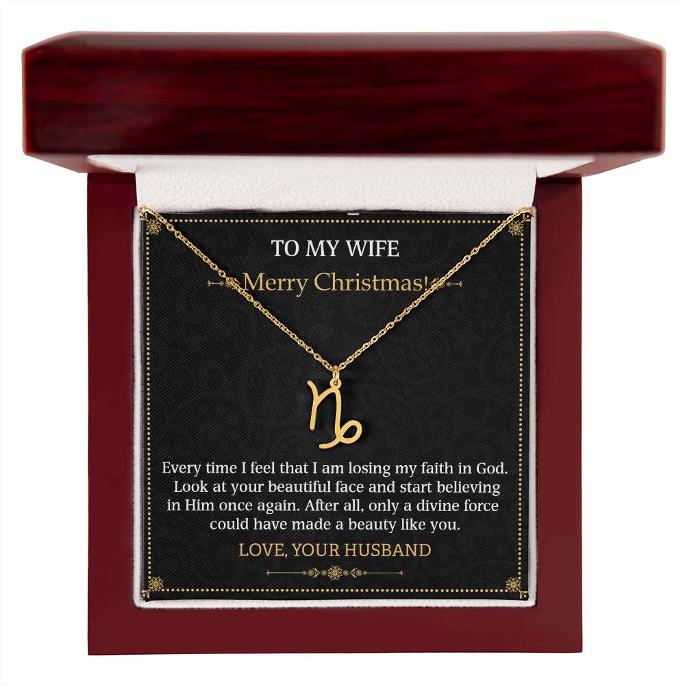 Zodiac Name Necklace To my Wife Merry Christmas