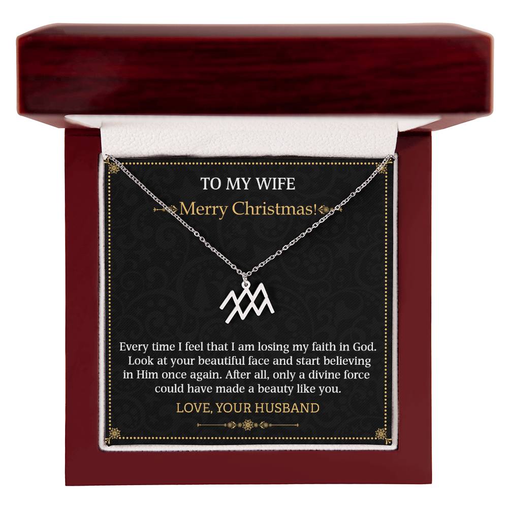 Zodiac Name Necklace To my Wife Merry Christmas