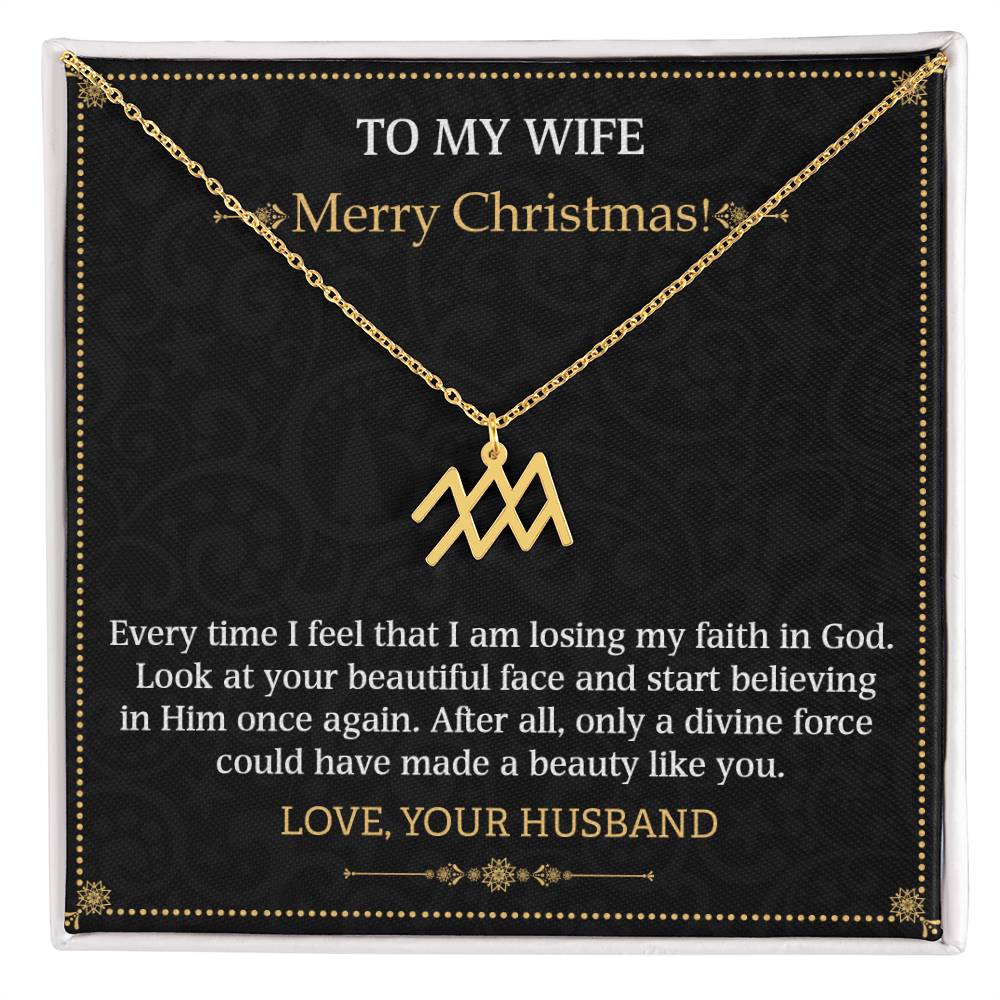 Zodiac Name Necklace To my Wife Merry Christmas