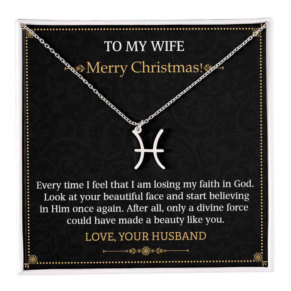 Zodiac Name Necklace To my Wife Merry Christmas