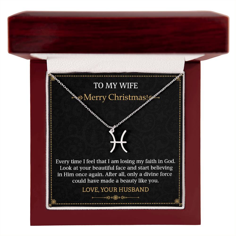 Zodiac Name Necklace To my Wife Merry Christmas