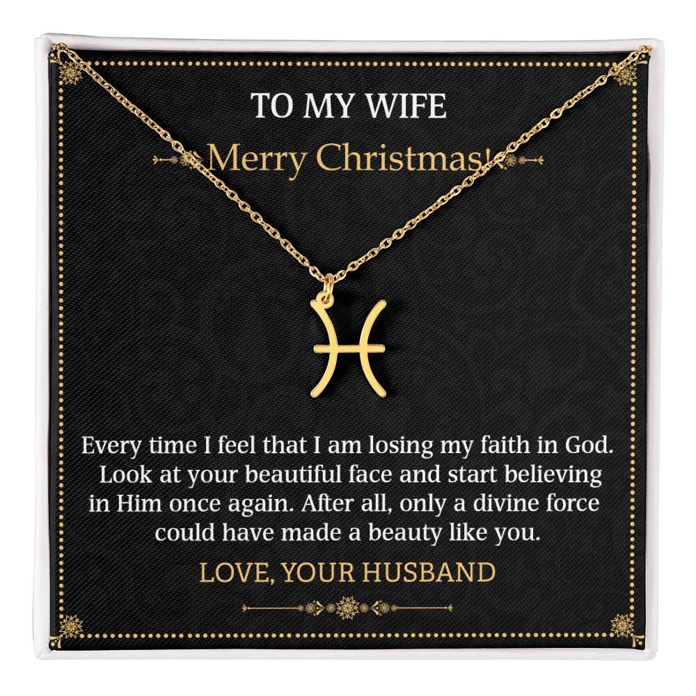 Zodiac Name Necklace To my Wife Merry Christmas