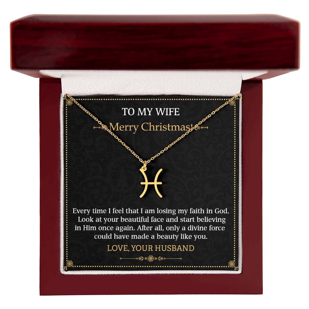 Zodiac Name Necklace To my Wife Merry Christmas