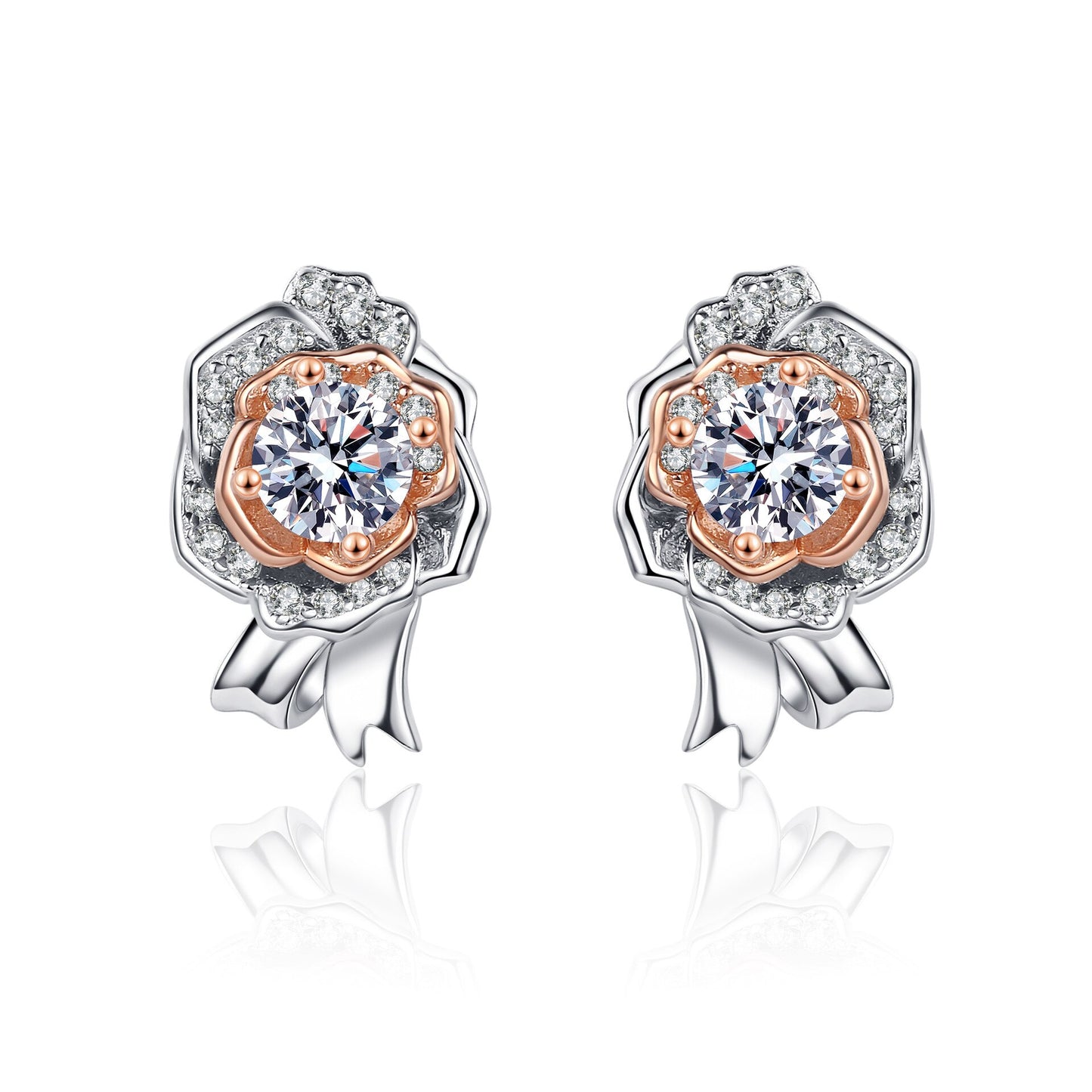 Silver Sparkling Rose Stud Earrings Emporium Discounts
