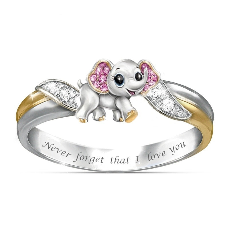 Never Forget I Love You Silver Cute Pink Elephant Crystal Zircon Engagement Ring Accessories Lover's Gift Anniversary Jewelry Emporium Discounts 5 Daily Products Or Gadgets Per Day