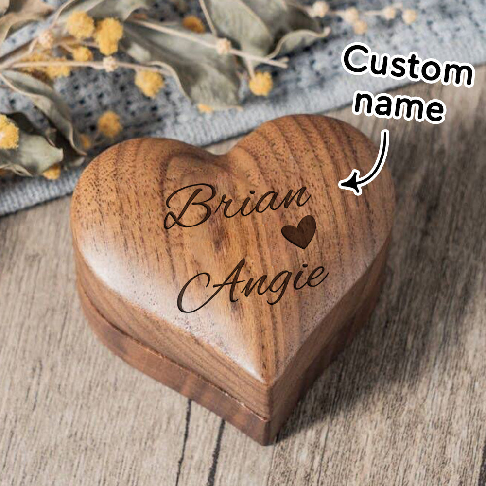 Personalized Wooden Ring Box Heart Proposal Engagement Ring Box Emporium Discounts