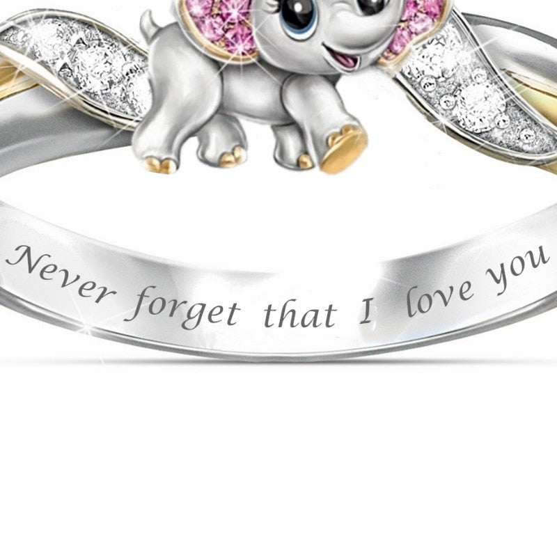 Never Forget I Love You Silver Cute Pink Elephant Crystal Zircon Engagement Ring Accessories Lover's Gift Anniversary Jewelry Emporium Discounts 5 Daily Products Or Gadgets Per Day