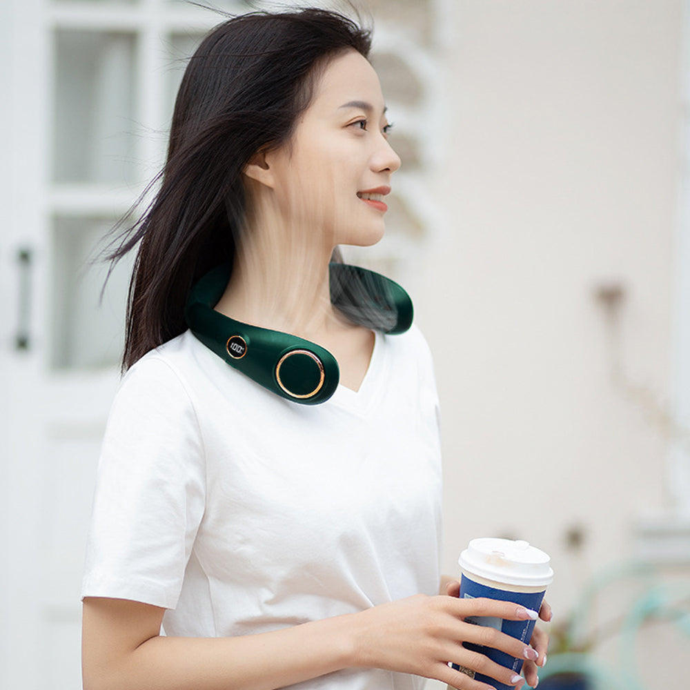 Portable Leafless Digital Hanging Neck Fan-USB Rechargeable_10