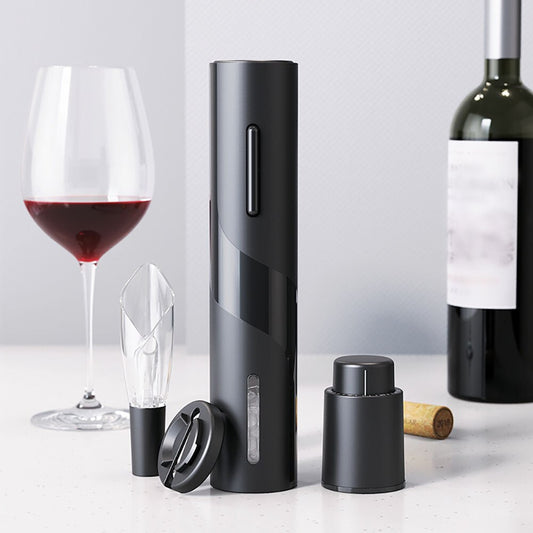 Introducing the Electric Wine Bottle Opener Foil Cutter, an indispensable addition for oenophiles. This convenient and cutting-edge tool removes the labor of uncorking bottles, helping you to savor your beloved reds with ease and elegance. From get-togethers to nights in, this automated corkscrew set is crafted to enrich your wine-drinking journey.