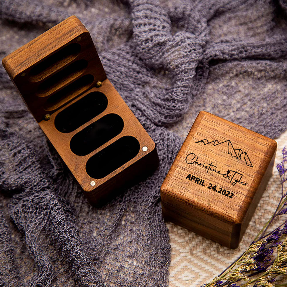Personalized Triple Slot Ring Storage Wedding Engagement Proposal Wood Ring Box Emporium Discounts