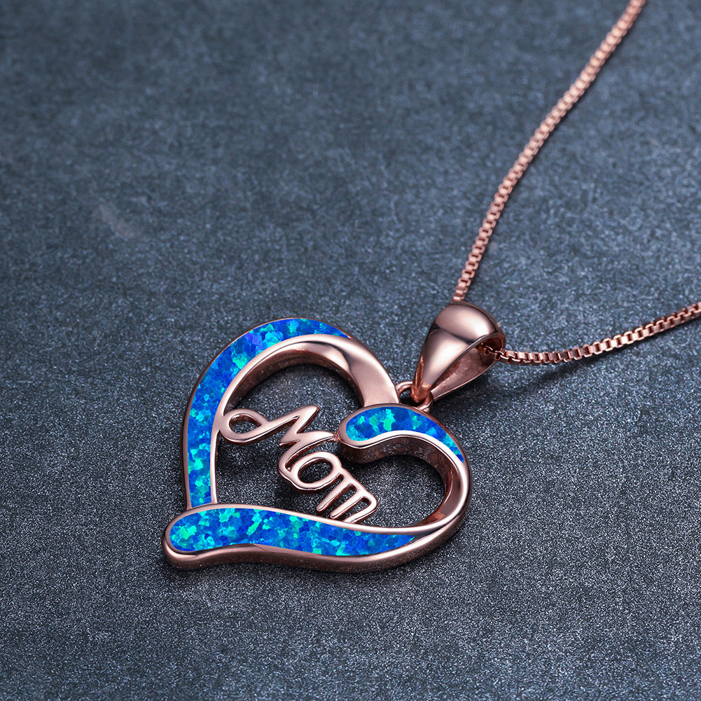 Fashion Love Shape MOM Letter Pendant Necklace Mother's Day Gift Jewelry