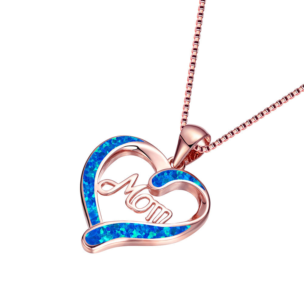 Fashion Love Shape MOM Letter Pendant Necklace Mother's Day Gift Jewelry