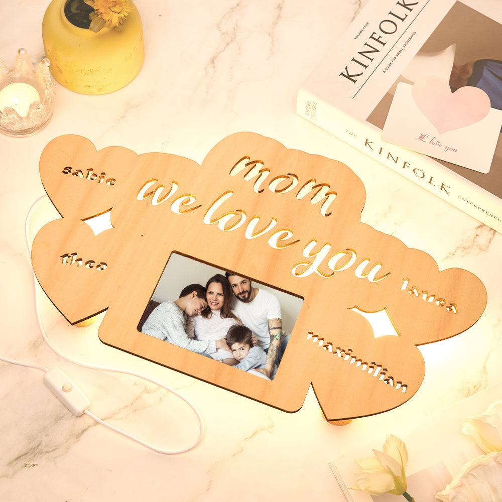 Custom Engraved Name Night Lamp Photo Frame Night Light for Mom Emporium Discounts