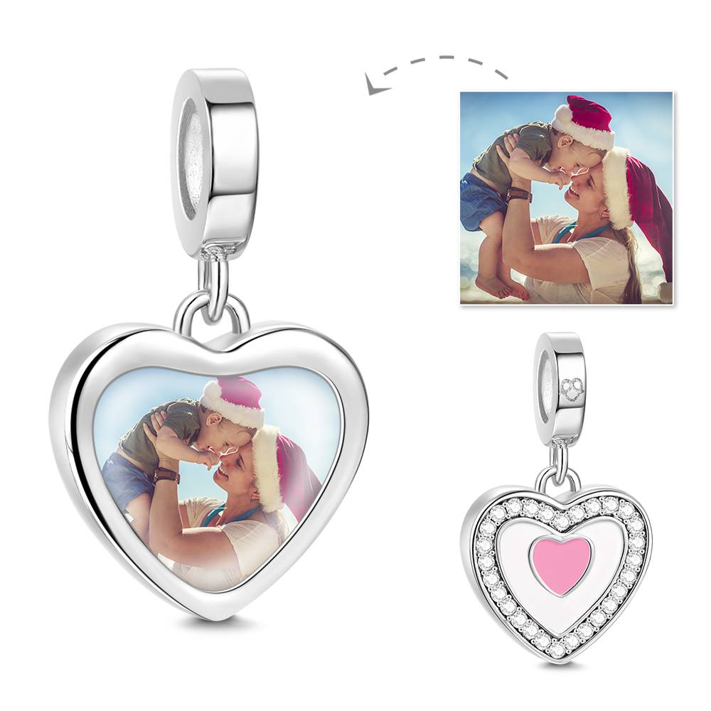 Custom Photo Dangle Heart Charm For Bracelet Jewelry Making Emporium Discounts