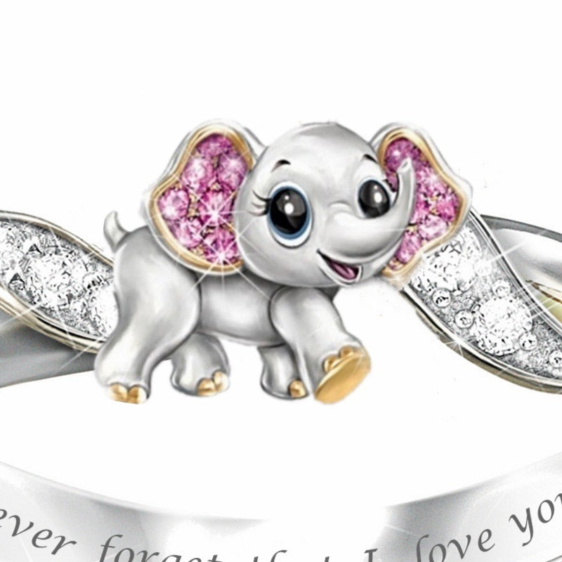 Never Forget I Love You Silver Cute Pink Elephant Crystal Zircon Engagement Ring Accessories Lover's Gift Anniversary Jewelry Emporium Discounts 5 Daily Products Or Gadgets Per Day