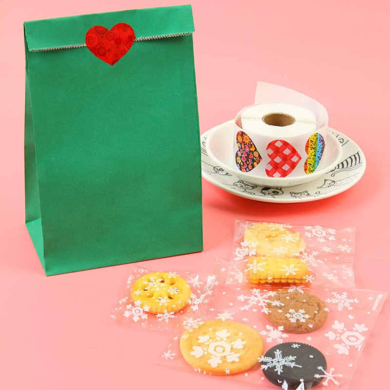 500pcs Heart Shape Labels Valentine's Day Mother's Day Father's Day Paper Packaging Sticker Gift Box Packing Bag Wedding Thanks Stickers Emporium Discounts