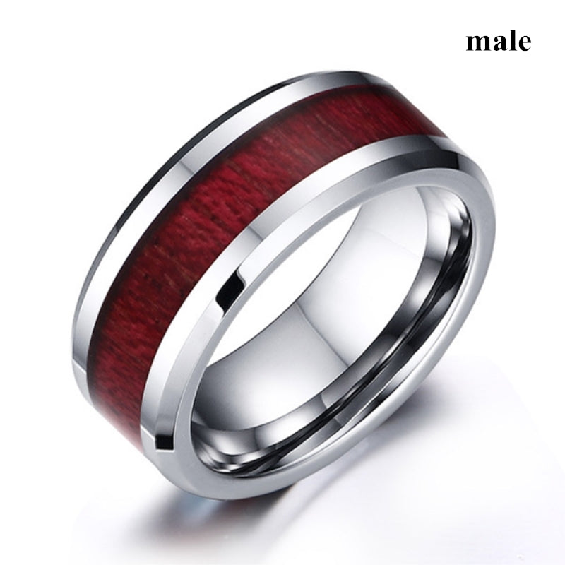 Fashion Jewelry Brown Red Stainless Steel Couple Ring Casual Male Ring Elegant Female Ring Engagement Valentine's Day Gift