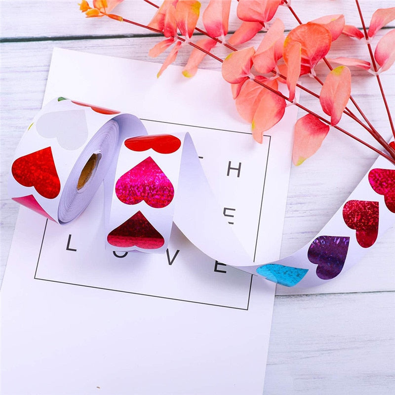 500pcs Heart Shape Labels Valentine's Day Mother's Day Father's Day Paper Packaging Sticker Gift Box Packing Bag Wedding Thanks Stickers Emporium Discounts