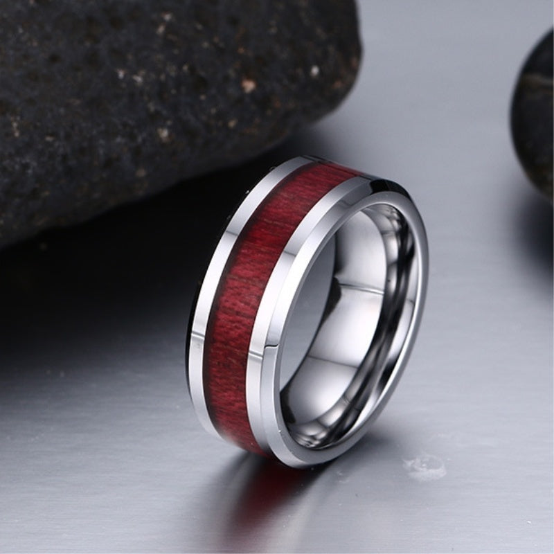 Fashion Jewelry Brown Red Stainless Steel Couple Ring Casual Male Ring Elegant Female Ring Engagement Valentine's Day Gift