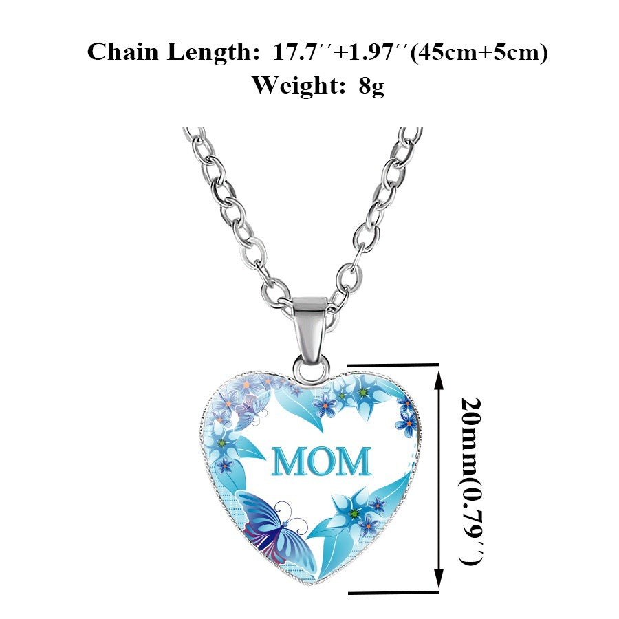 Mom's Love MOM Heart Pendant Necklace Simple Mother's Day Gift Gemstone Necklace Emporium Discounts
