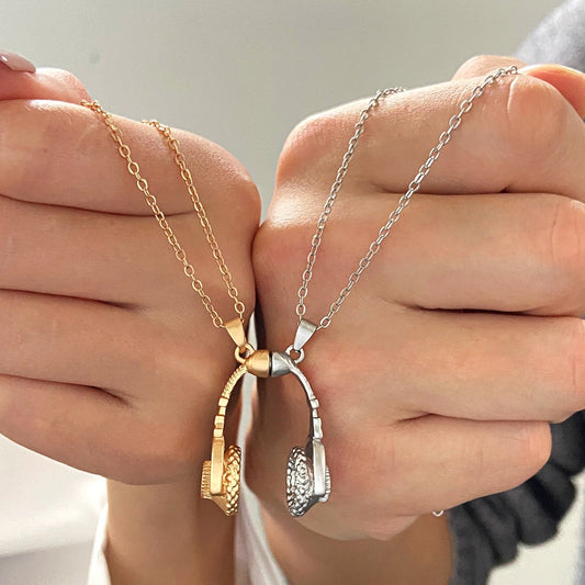 Earphones Couple Necklace a Pair Of Magnetic Headphones Pendant Personalized Creative Valentine's Day Gift Emporium Discounts