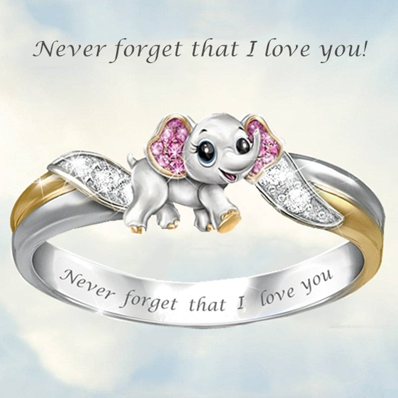 Never Forget I Love You Silver Cute Pink Elephant Crystal Zircon Engagement Ring Accessories Lover's Gift Anniversary Jewelry Emporium Discounts 5 Daily Products Or Gadgets Per Day