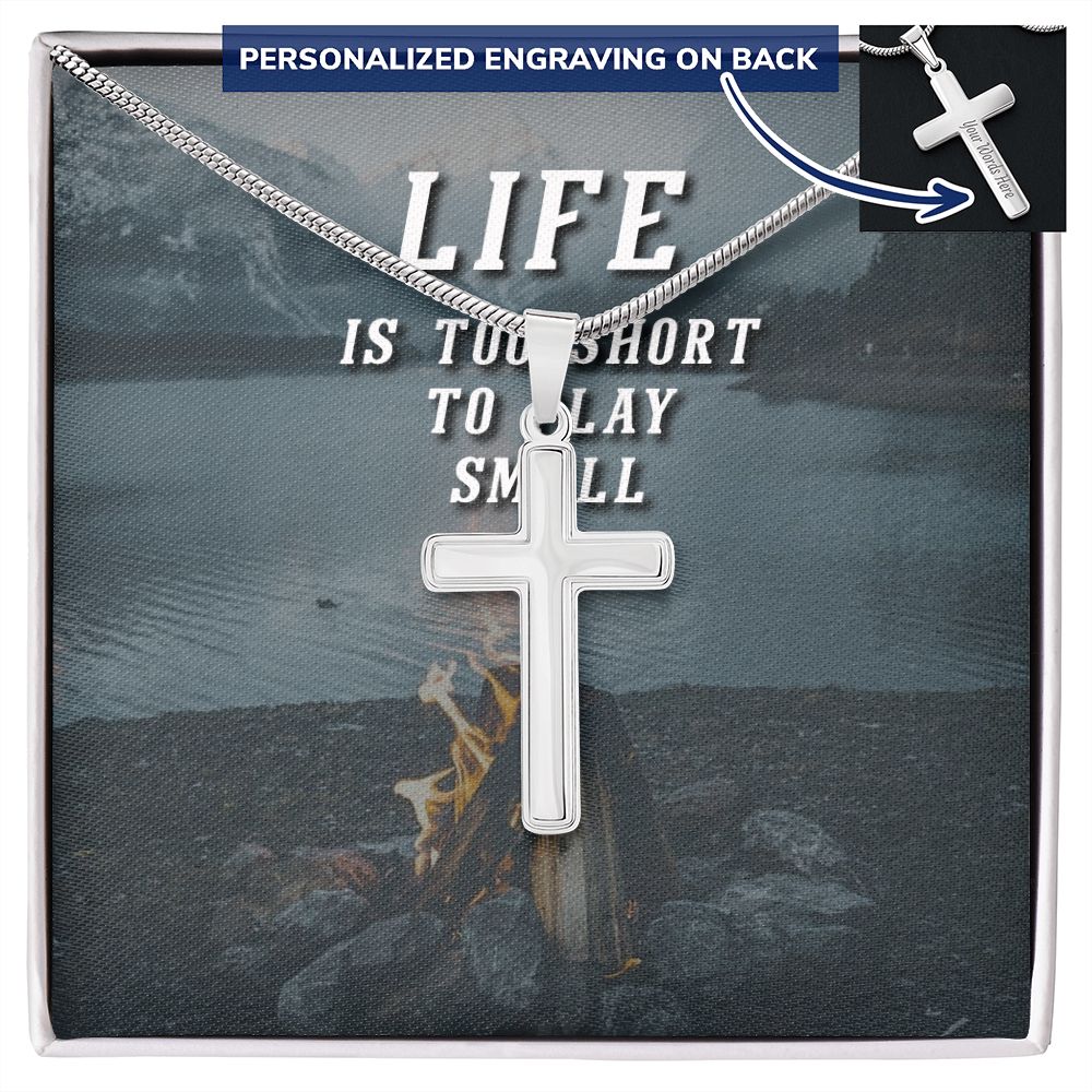 Personalized Cross Necklace Engraving on the back Emporium Discounts
