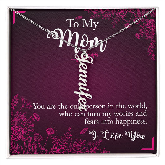 To My Mum Personalized Vertical Name Necklace