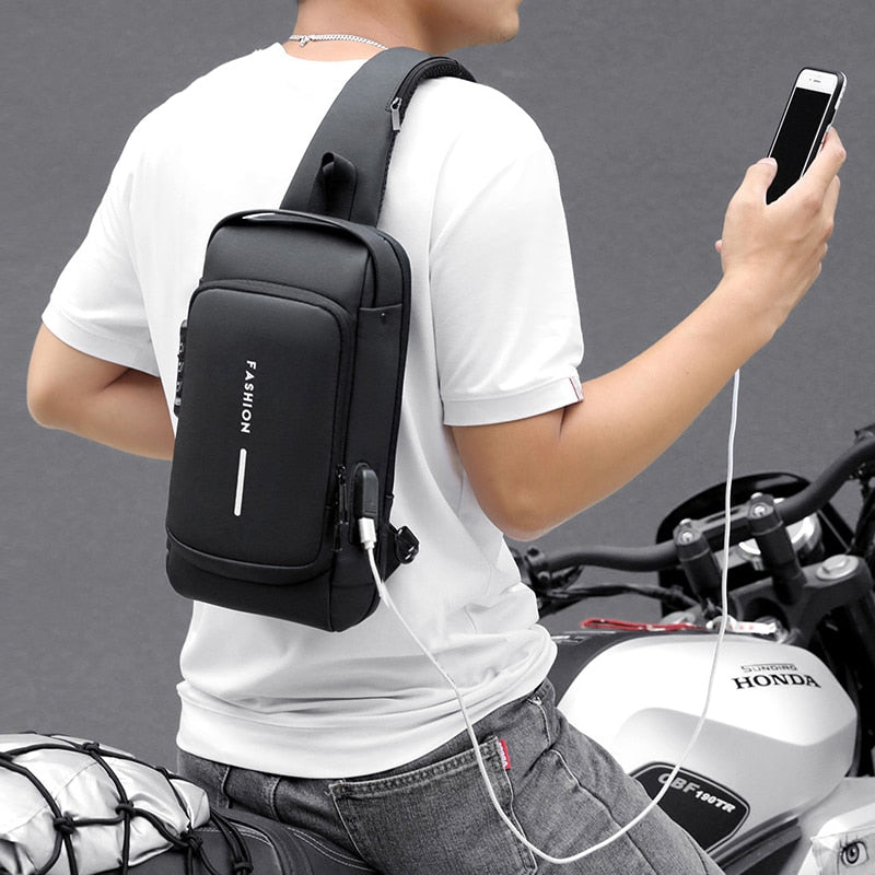 The Men's USB Shoulder Bag is a great selection for the contemporary man. It offers ample space while remaining portable and lightweight, and it is designed with a USB charging port so you can keep your gadgets energized during commutes. Additionally, a built-in security measure safeguards against theft, giving you peace of mind.