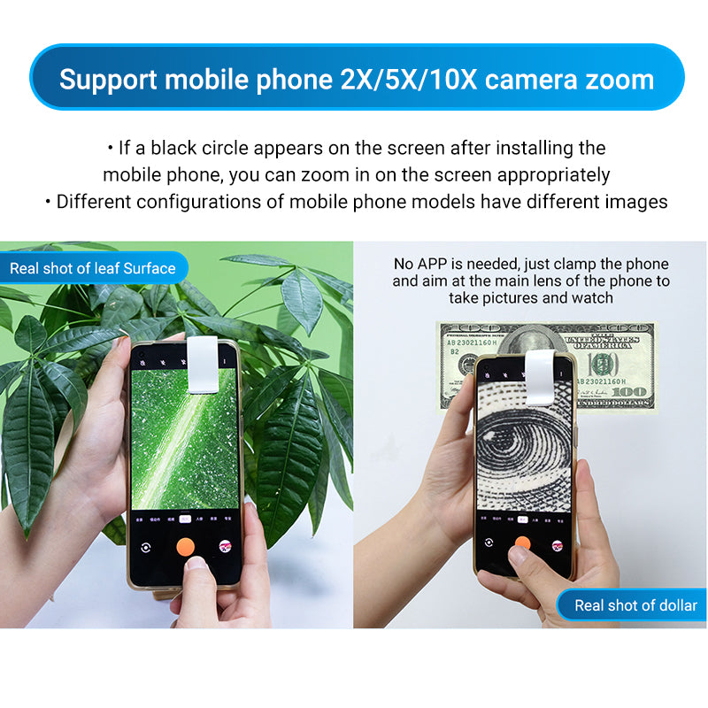 Capture HD pics with detail using the Phone Camera Video Micro Lens. Get close to your subject with the 200x zoom feature, perfect for lab work, STEM, jewelry appraisal, health diagnosis, art, outdoor exploration and more. The lightweight design and clip make it compatible with single and dual-camera phones. Get yours today!