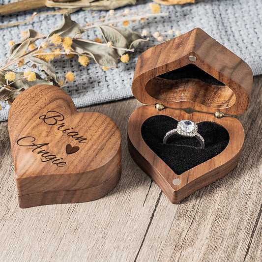 Personalized Wooden Ring Box Heart Proposal Engagement Ring Box Emporium Discounts
