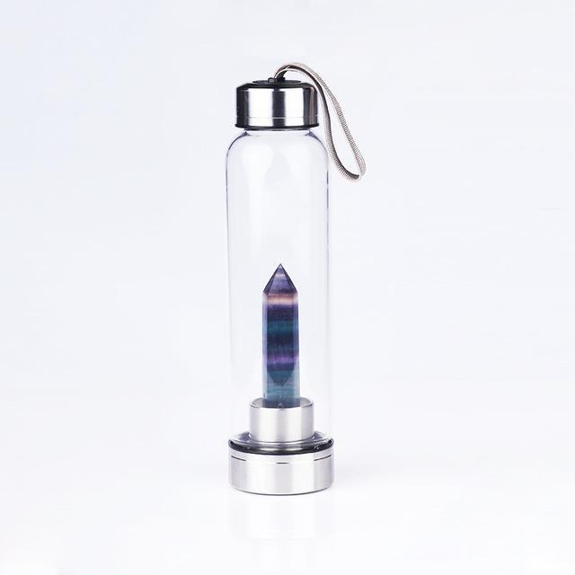 Natural Crystal Quartz Crystal Gemstone Water Bottle Wand Point Reiki Healing Crystal Glass Healing Bottle Glass Elixir Cup Emporium Discounts