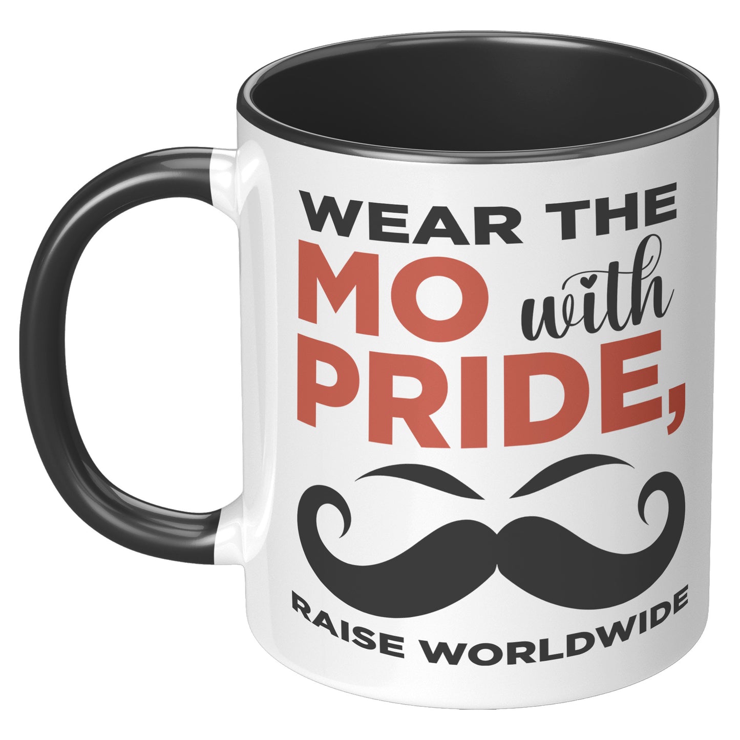 11oz Accent Mug Movember Wear The MO with Pride Raise Worldwide Left-Handed