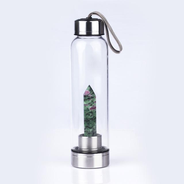 Natural Crystal Quartz Crystal Gemstone Water Bottle Wand Point Reiki Healing Crystal Glass Healing Bottle Glass Elixir Cup Emporium Discounts