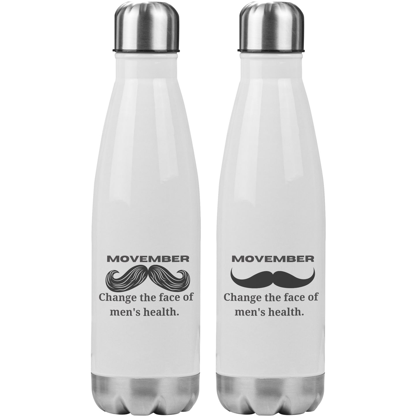 20oz Insulated Water Bottle Movember Change The Face Of Men's Health Two Different Moustache
