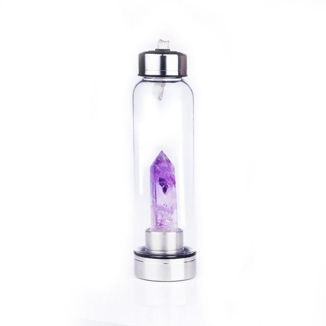 Natural Crystal Quartz Crystal Gemstone Water Bottle Wand Point Reiki Healing Crystal Glass Healing Bottle Glass Elixir Cup Emporium Discounts