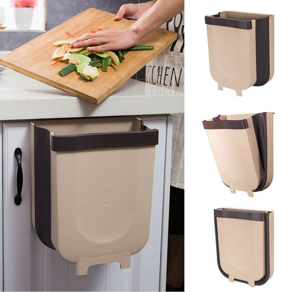 Folding Waste Bin Kitchen Cabinet Door Hanging Trash Bin Trash Can Wall Mounted Trashcan for Bathroom Toilet Waste Storage Emporium Discounts