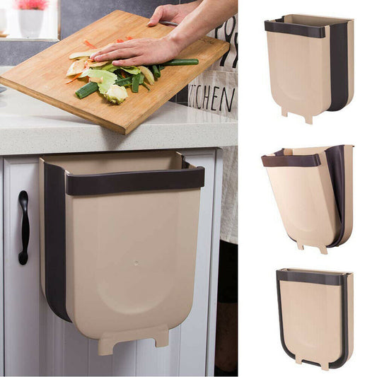 Folding Waste Bin Kitchen Cabinet Door Hanging Trash Bin Trash Can Wall Mounted Trashcan for Bathroom Toilet Waste Storage Emporium Discounts