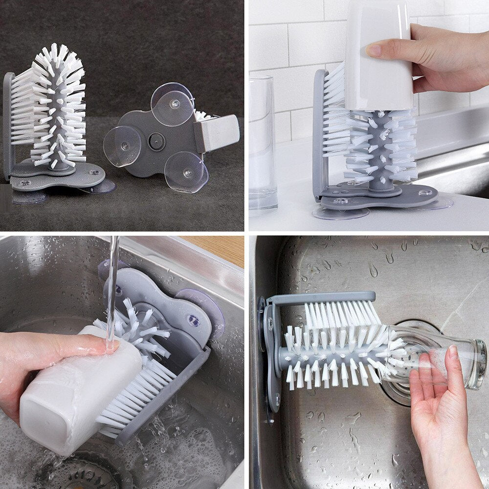 Products Creative Suction Wall lazy Cup Brush Suction Cup Glass Bottle Cleaning Brush Kitchen Rotate Wash Office Home Cup Brush