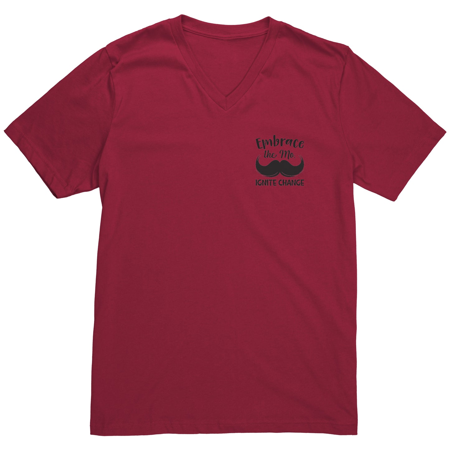 Canvas Mens V-Neck Embrace the mo IGNITE CHANGE Back & Chest Print