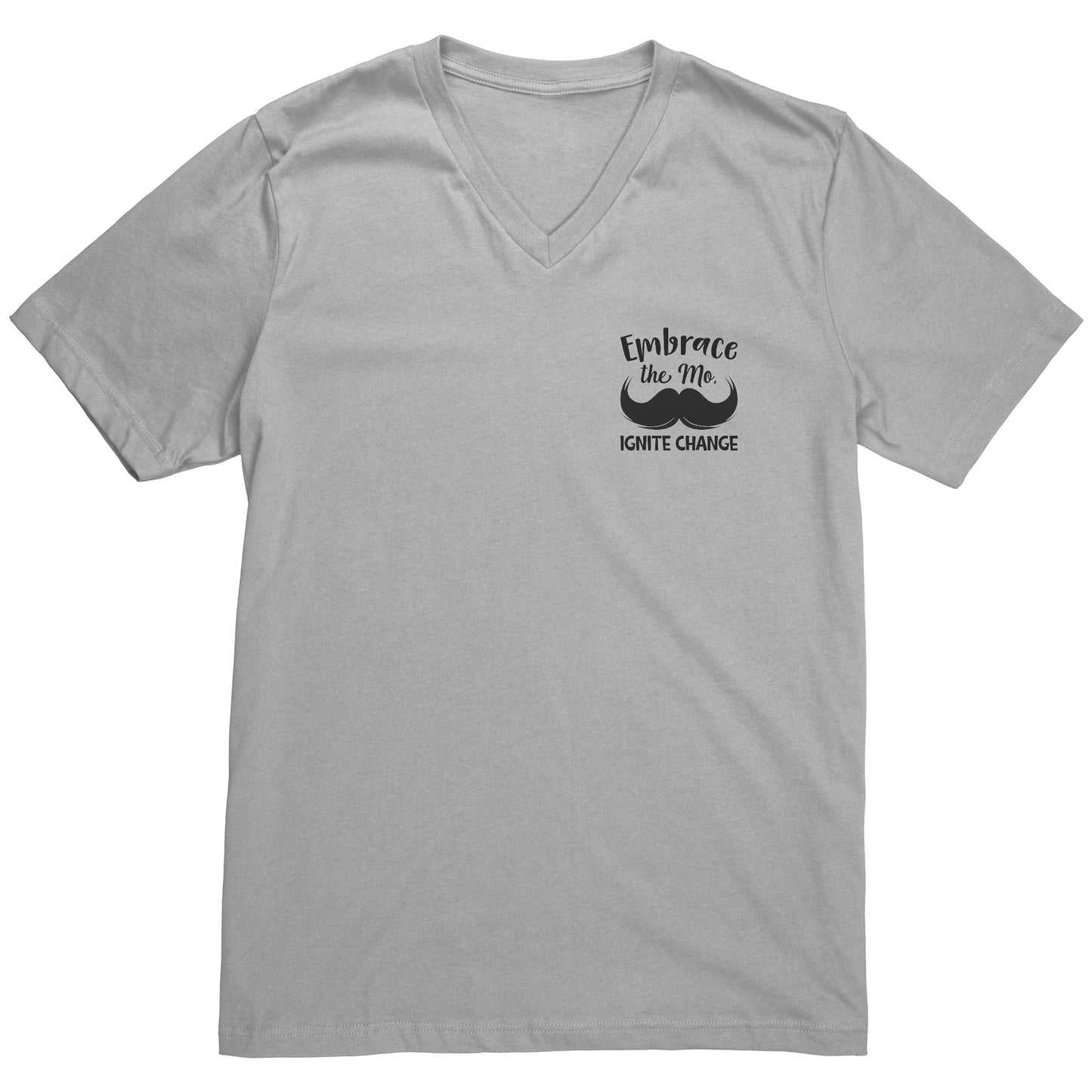 Canvas Mens V-Neck Embrace the mo IGNITE CHANGE Back & Chest Print
