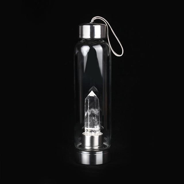 Natural Crystal Quartz Crystal Gemstone Water Bottle Wand Point Reiki Healing Crystal Glass Healing Bottle Glass Elixir Cup Emporium Discounts