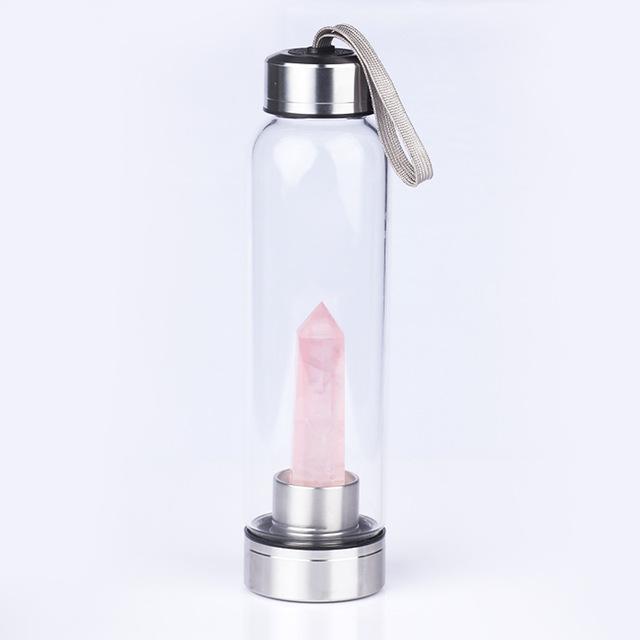 Natural Crystal Quartz Crystal Gemstone Water Bottle Wand Point Reiki Healing Crystal Glass Healing Bottle Glass Elixir Cup Emporium Discounts