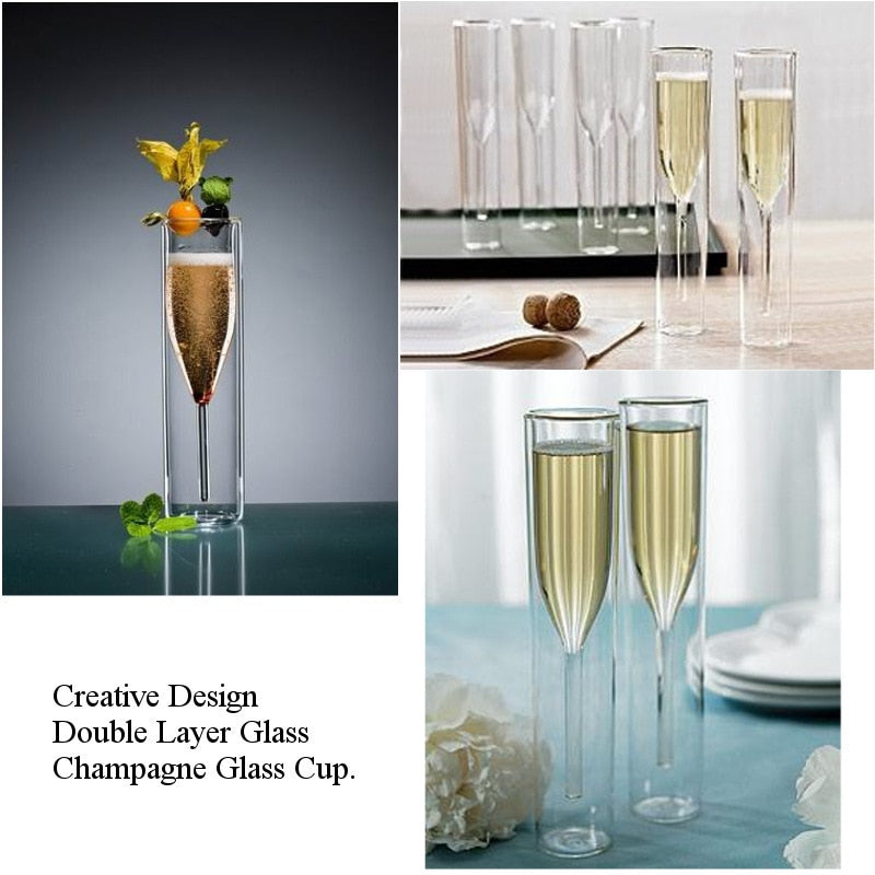 Double Wall Glasses Champagne Flutes Goblet Bubble Wine Tulip Cocktail Wedding Party Glass Cup Toasting Bodum Thule Xicaras Copo Emporium Discounts