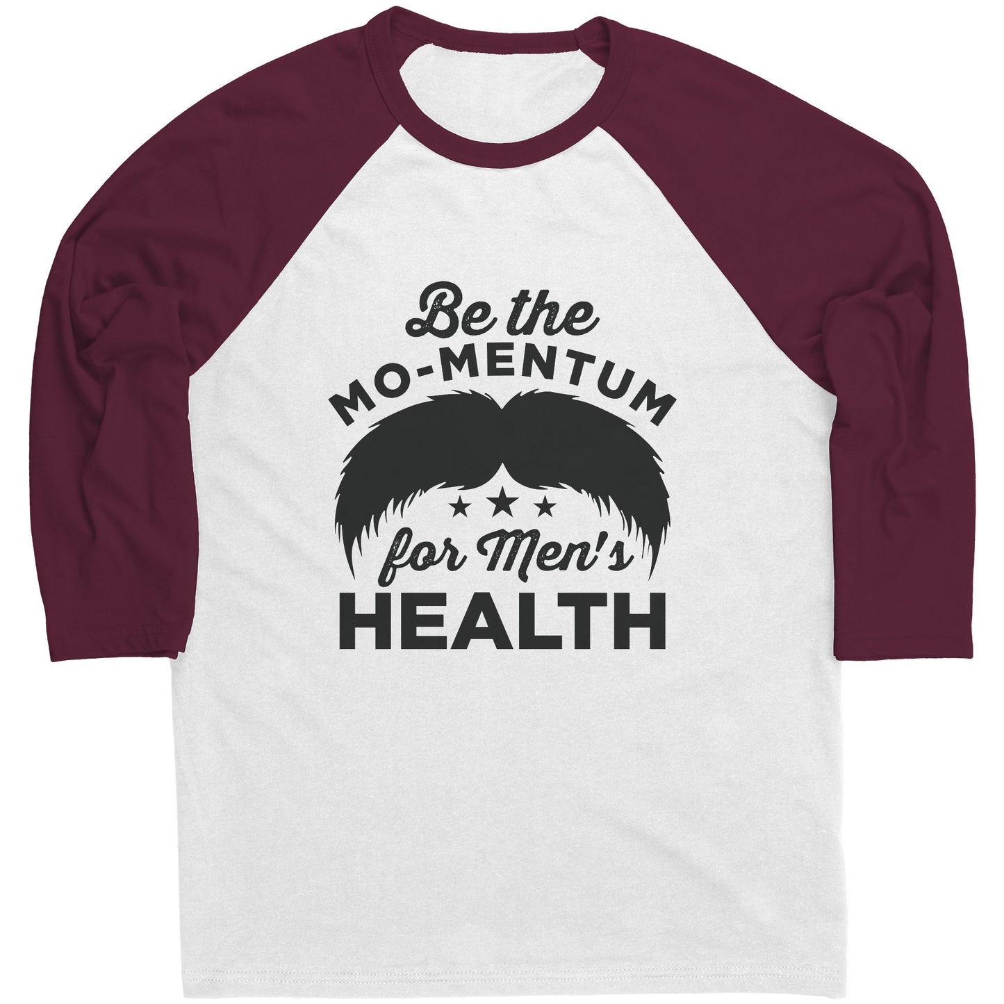 Mens Raglan Movember T-shirt Be The Mo-mentum for the Men's Health