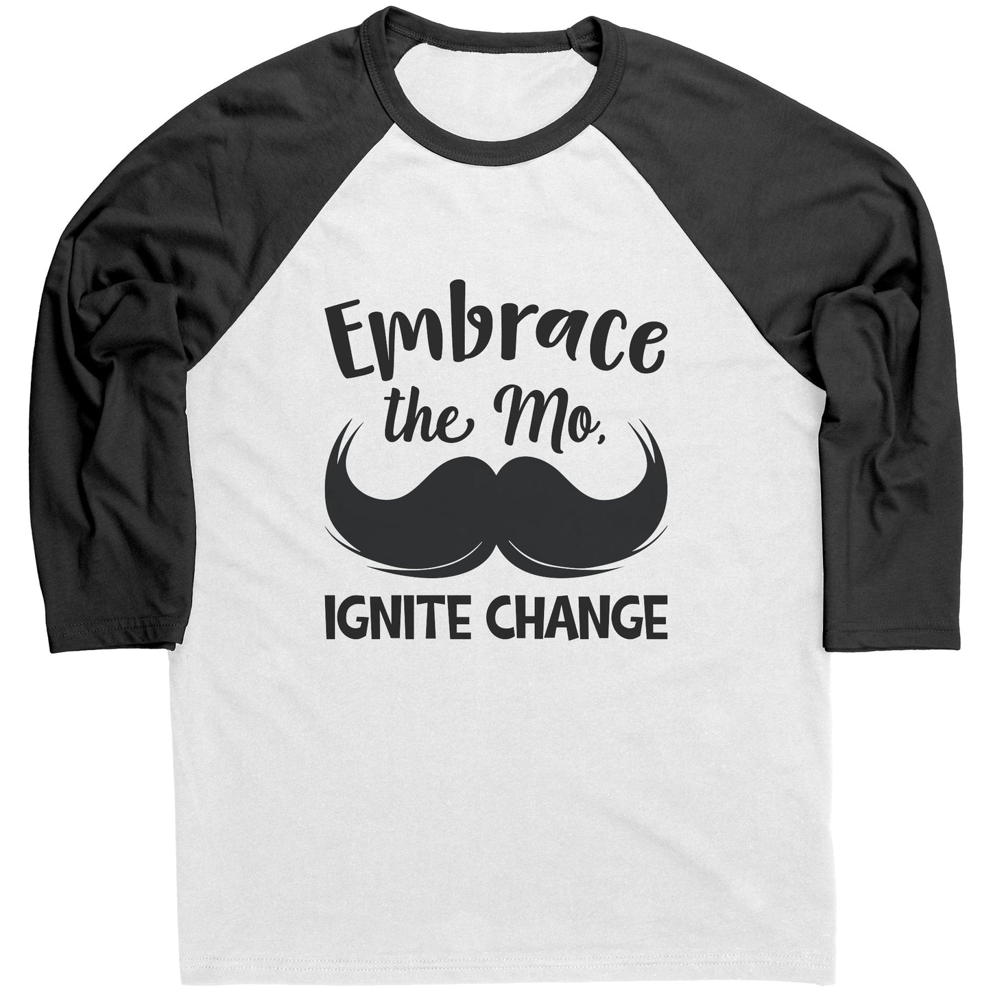 Mens Raglan Movember T-shirt Embrace the M, Ignite Change