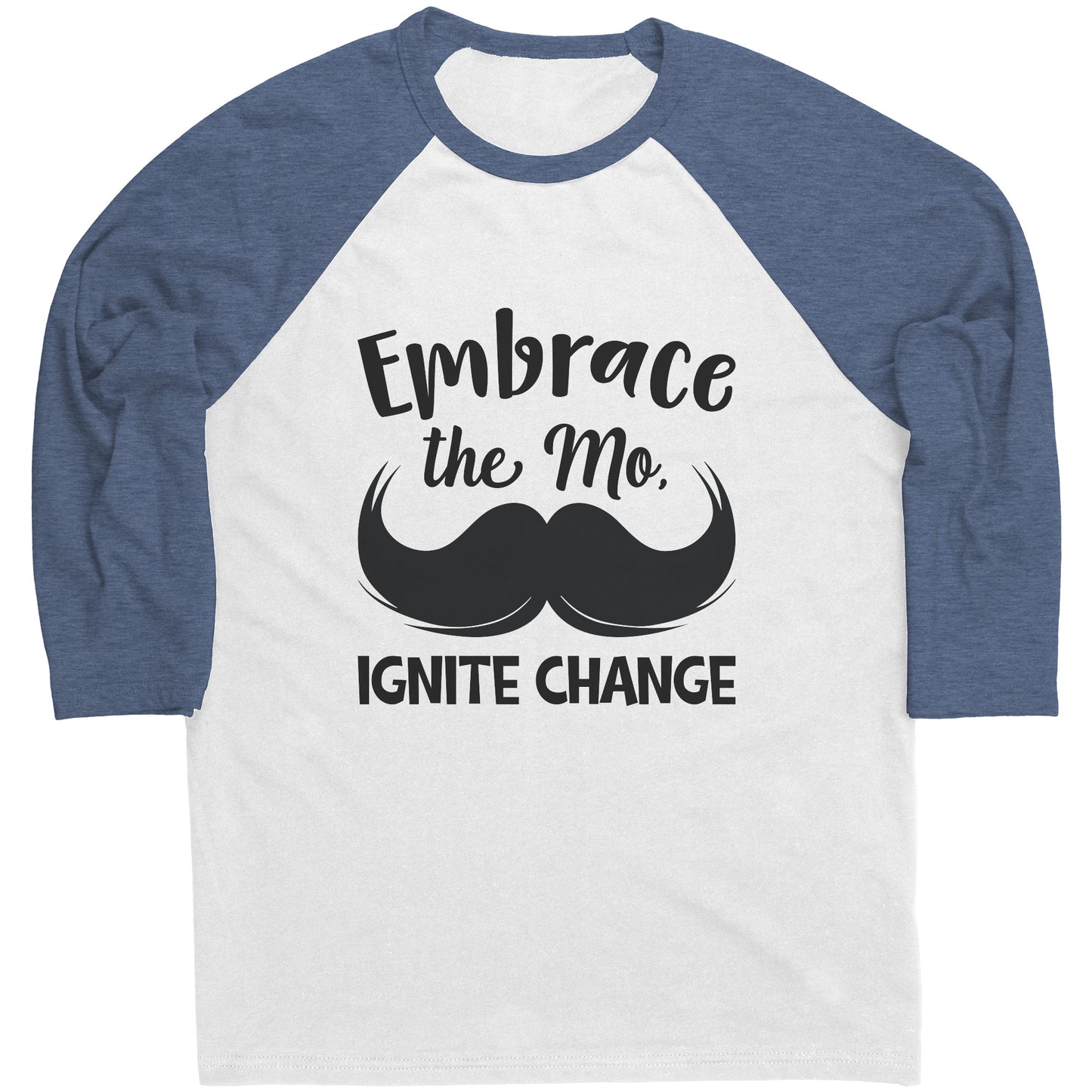 Mens Raglan Movember T-shirt Embrace the M, Ignite Change