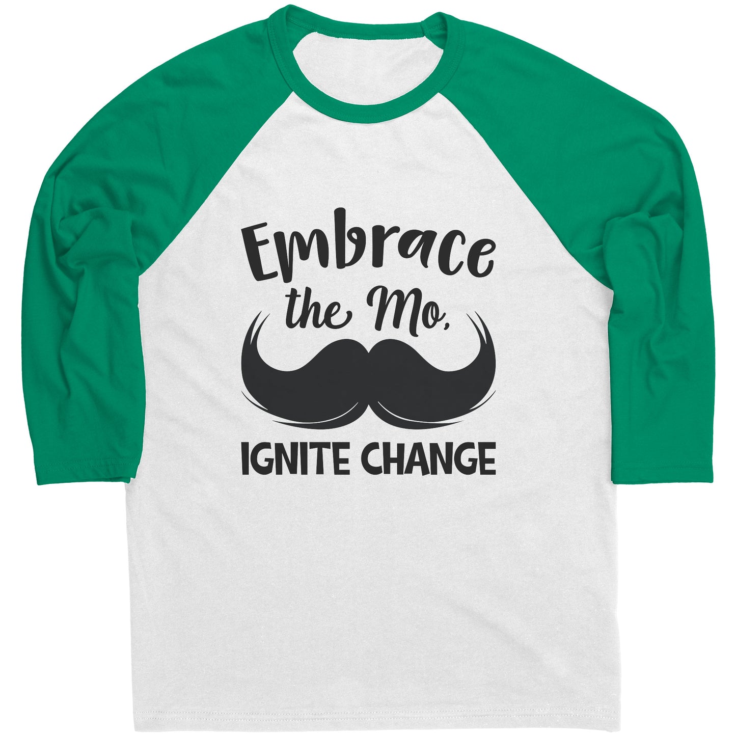 Mens Raglan Movember T-shirt Embrace the M, Ignite Change