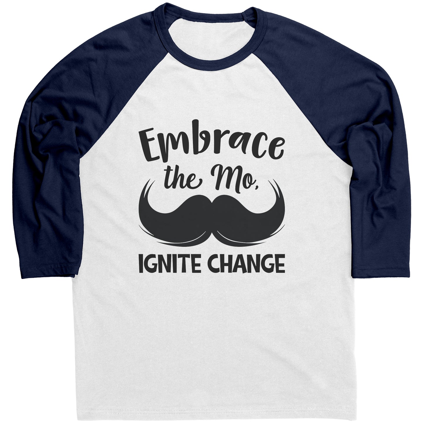 Mens Raglan Movember T-shirt Embrace the M, Ignite Change