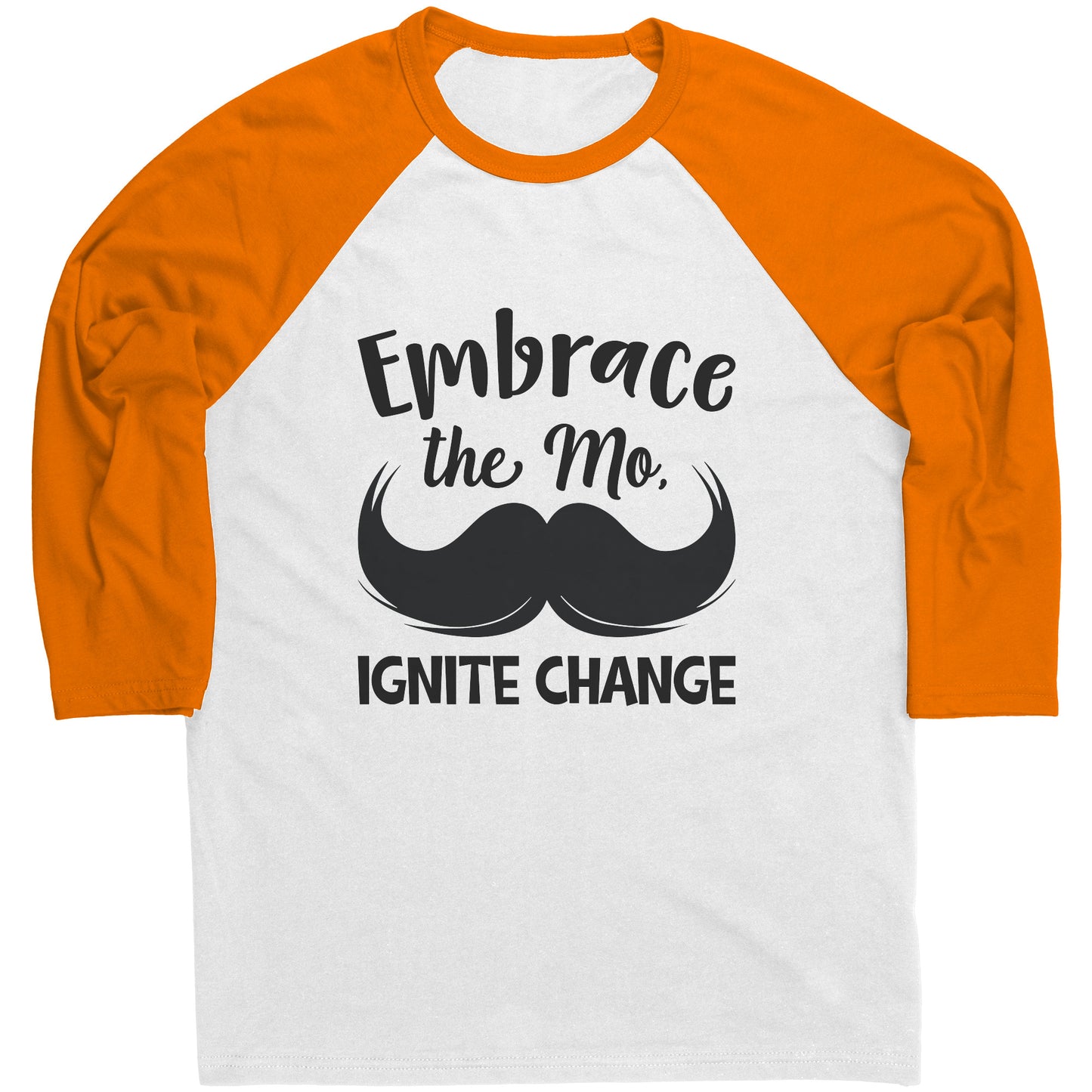 Mens Raglan Movember T-shirt Embrace the M, Ignite Change